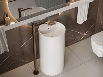 TOWER STEP - Freestanding round Solid Surface washbasin by MOMA Design