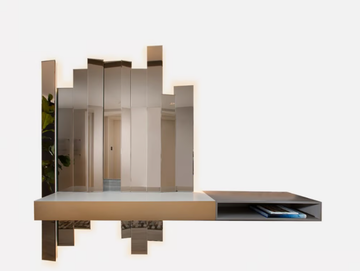 DRAMA - Wood and glass console table / mirror by MORADA