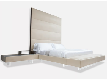GRAN HEAVEN - Nabuk king size bed with integrated nightstands by MORADA