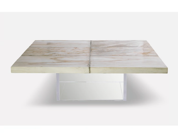 PETRA - Square acrylic and wooden coffee table by MORADA
