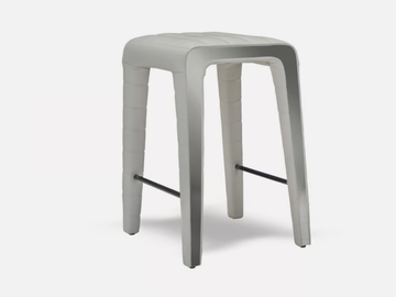 SALTO - Upholstered leather stool with footrest by MORADA