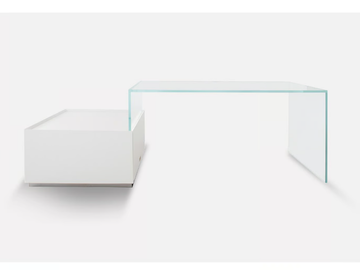 SKY BRIDGE - Rectangular glass and oak writing desk with drawers by MORADA