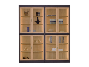 NOVECENTO - Wood and glass bookcase with built-in lights by Morelato