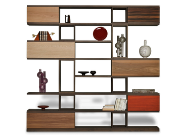 SWING - Open freestanding ash bookcase by Morelato