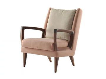 GOODWOOD - Fabric armchair with wooden armrests by Morgan