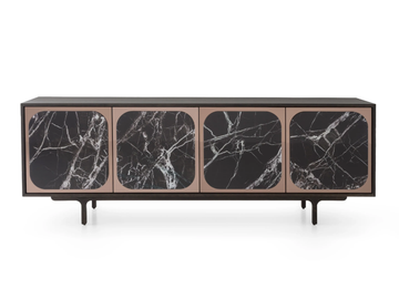 MARGARETTE.4A - Wood and glass sideboard with doors by Morica Design