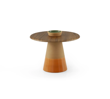 SABLIER - Clay coffee table for living room with wooden top by Morica Design