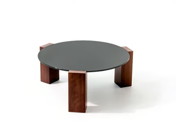 GOGAN - Low round wood and glass coffee table by Moroso