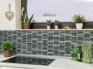 GLITTER BLACK BRICK - Glass mosaic by Mosaix
