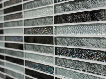 GLITTER SILVER BRICK - Glass mosaic by Mosaix