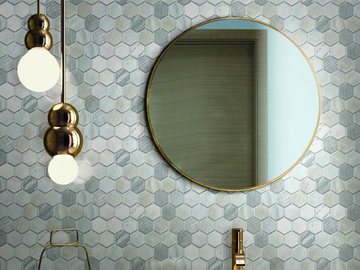 JAPAN HEXAGON GREEN - Ceramic mosaic by Mosaix