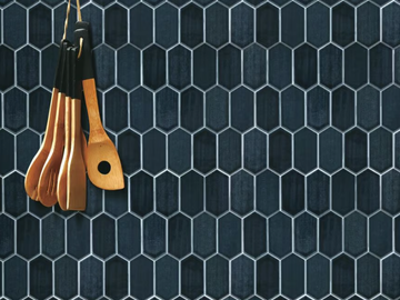 JAPAN HEXAGON LONG BLACK - Ceramic mosaic by Mosaix