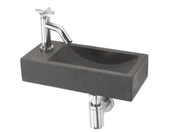 RUBEN - Limestone wall-mounted washbasin by Mosaix