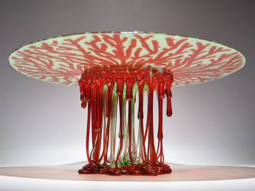 GREEN FLOWER - Glass sculpture / centerpiece by Mosche Bianche