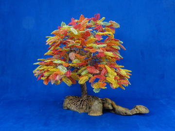 SPRING EXPLOSION - Aluminium and olive wood sculpture by Mosche Bianche