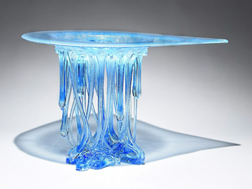 WINDY LIGHT BLUE ABYSS - Glass sculpture / centerpiece by Mosche Bianche