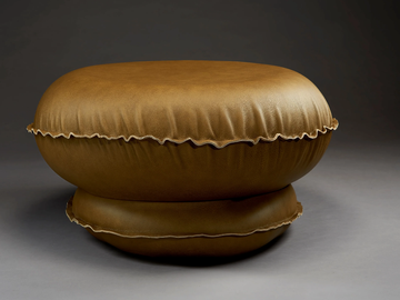 INFLATABLE LEATHER - Inflatable round leather pouf by MOVIMENTO