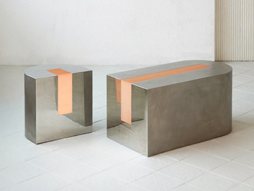 INLAY - Modular stainless steel bench by MOVIMENTO
