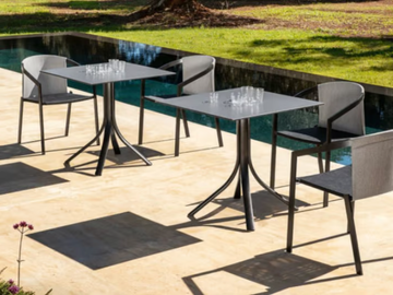 PUSH - Drop-leaf steel garden table and HPL top by MY YOUR