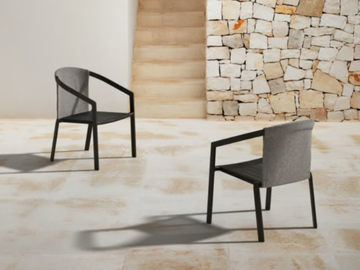 PUSH - Garden powder coated aluminium easy chair with armrests by MY YOUR