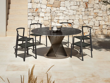 PUSH - Round powder coated aluminium garden table by MY YOUR