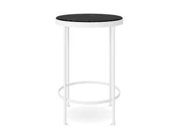 TRACE - Round stainless steel high table with marble top by Myface