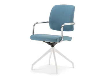 KOS WHITE SOFT 05 - Trestle-based swivel chair with armrests by Nahu