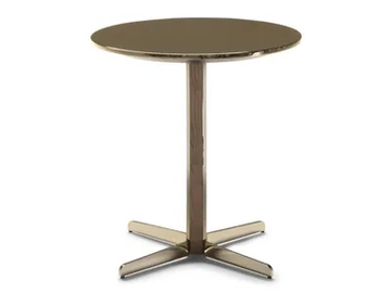 CAMPUS - Round wood veneer high side table by Natuzzi Italia