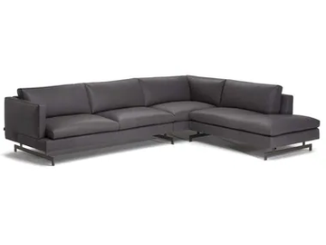 JEREMY - Leather sofa with chaise longue by Natuzzi Italia