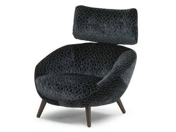 LUNA - Upholstered armchair with headrest by Natuzzi Italia