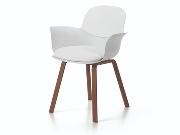 NANÀ - Chair with polyurethane and fabric shell and wooden legs by Natuzzi Italia