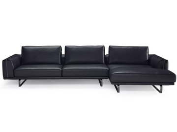 TEMPO - Sectional leather sofa with chaise longue by Natuzzi Italia