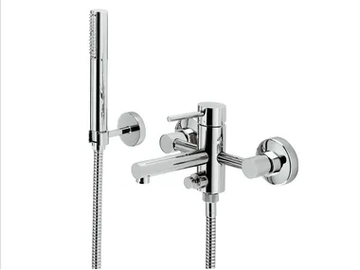 MINI-X - Wall-mounted bathtub mixer with diverter with hand shower by Newform