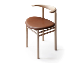 LINEA RMT3 - Ash chair with seat covered in leather by Nikari