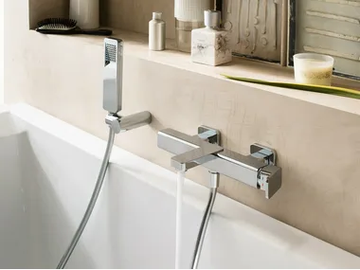 LOOP - Wall-mounted bathtub mixer with hand shower by Nobili