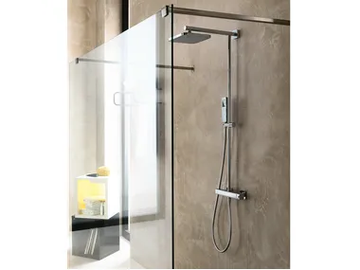 LOOP - Wall-mounted shower panel with hand shower with overhead shower by Nobili