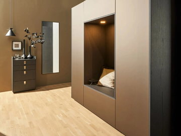 neoPURE METAL BRONZE / LEGNO OAK SEPIA - Sectional wooden hallway unit by Nolte Küchen