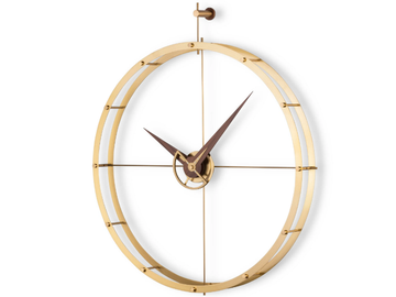 DOBLE O PREMIUM G - Wall-mounted wood and brass clock by Nomon