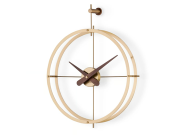 DOS PUNTOS PREMIUM - Wall-mounted wood and brass clock by Nomon