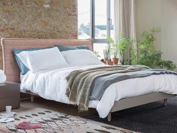 ROLLING - Double bed with upholstered headboard by Novamobili