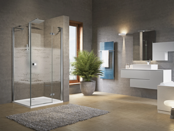 BRERA G+F - Corner shower cabin with hinged door and side panel by NOVELLINI