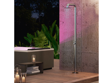 DIVINA - OUTDOOR SPA - Stainless steel shower panel with hand shower by NOVELLINI