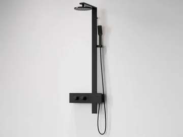 F - Wall-mounted aluminium shower panel with hand shower by NOVELLINI