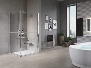 FREE 1 2G - Corner shower cabin with hinged door by NOVELLINI