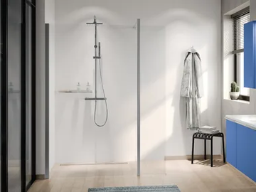 GIADA HF KIT EDGE - Aluminum and tempered glass shower panel by NOVELLINI