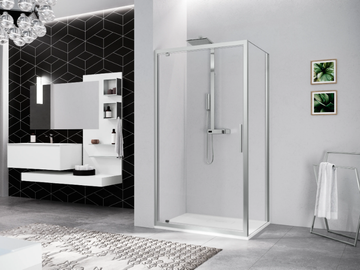KUADRA 2.0 G - Corner shower cabin with pivot door by NOVELLINI
