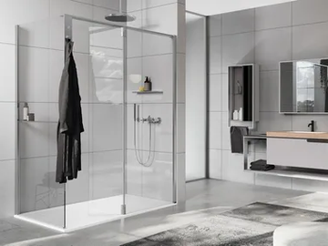 KUADRA HA FRAME - Glass and aluminium shower panel with pivoting door by NOVELLINI