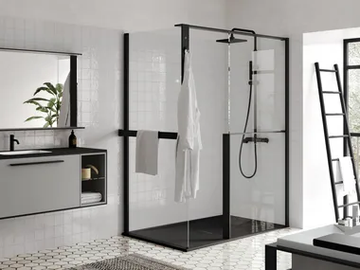 KUADRA H+H FRAME - Aluminum and tempered glass shower panel by NOVELLINI