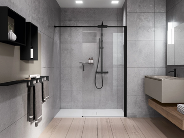 KUADRA HN FRAME - Aluminum and tempered glass shower panel in niche version by NOVELLINI