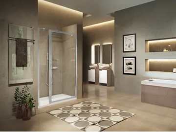 LUNES 2.0 G+F IN LINE - Niche shower cabin with pivot door by NOVELLINI